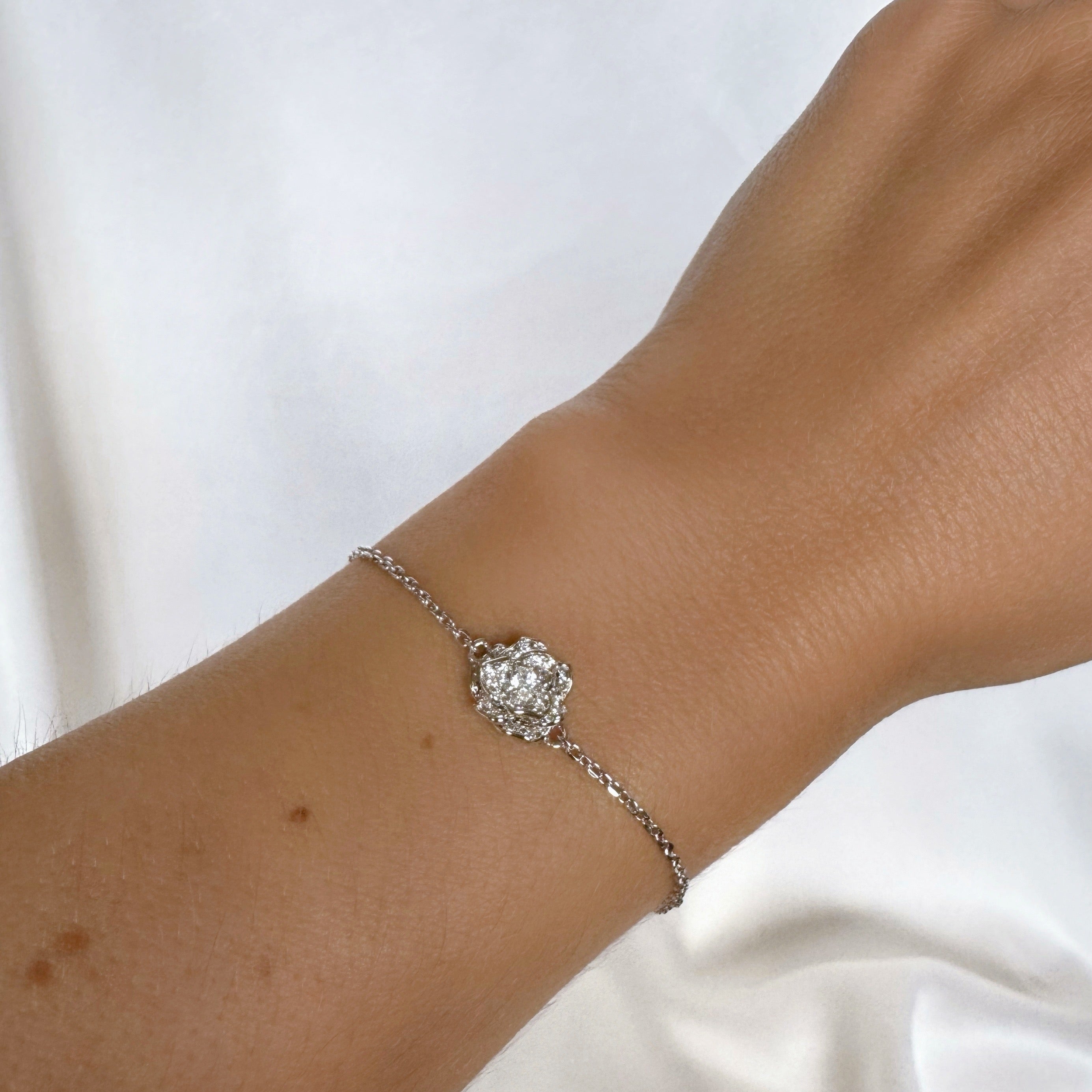 Bracelet « Rose sertie » argent 925