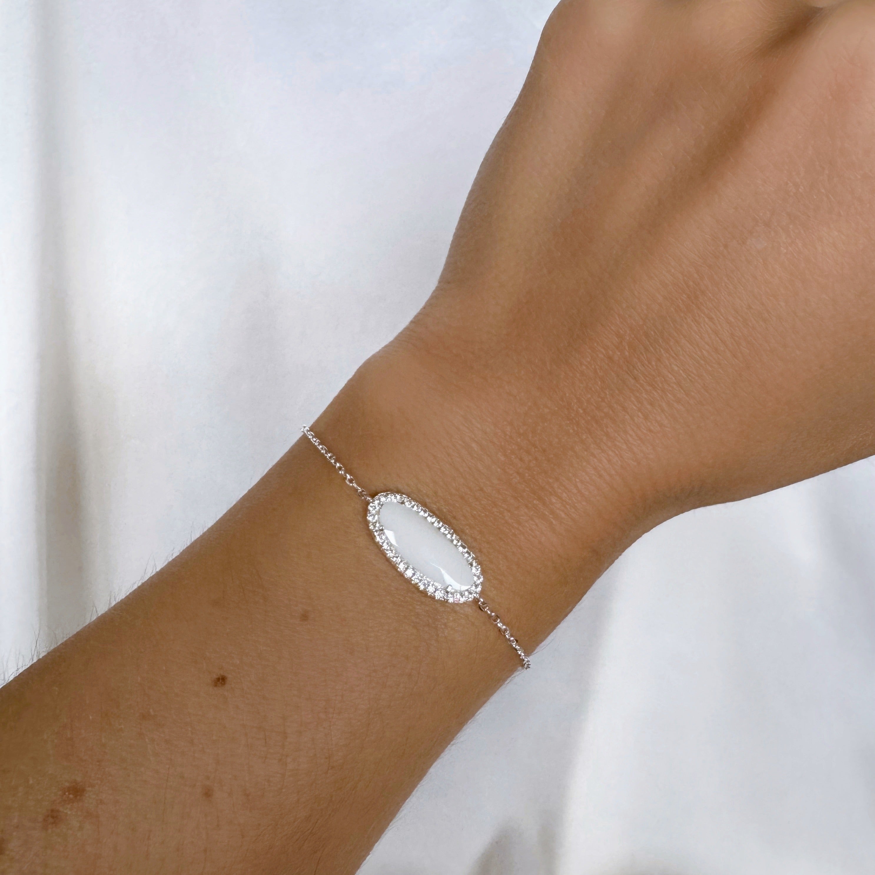 Bracelet « Agate blanche » argent 925