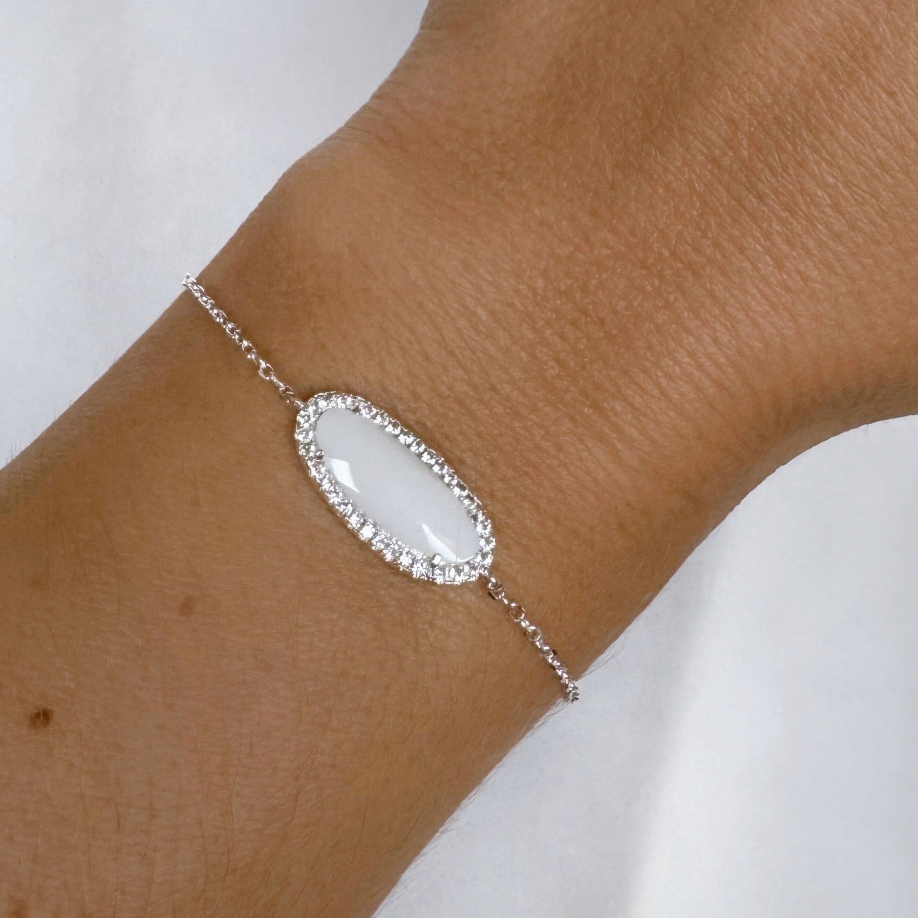 Bracelet « Agate blanche » argent 925