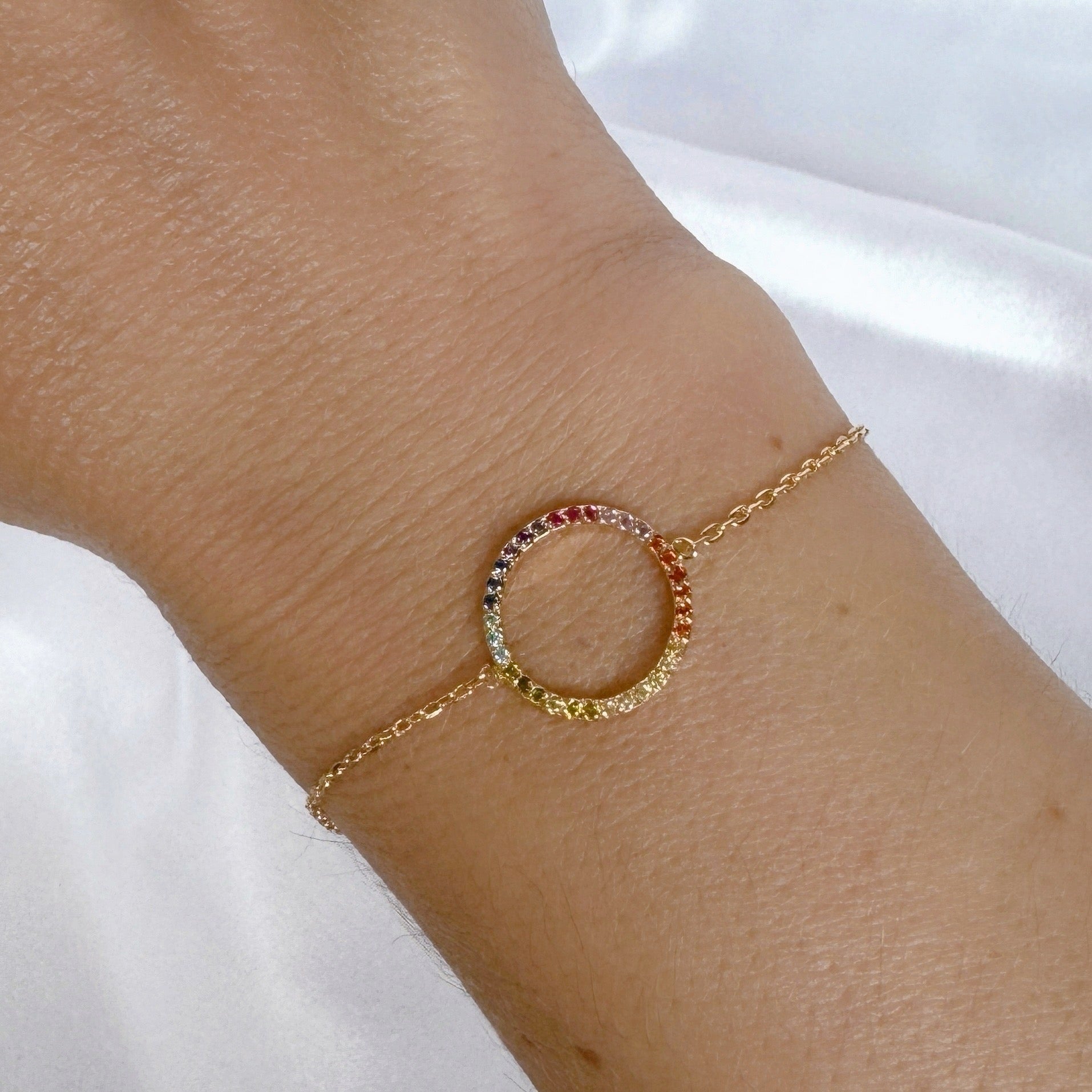 Bracelet  « Anneau rainbow » plaqué or￼