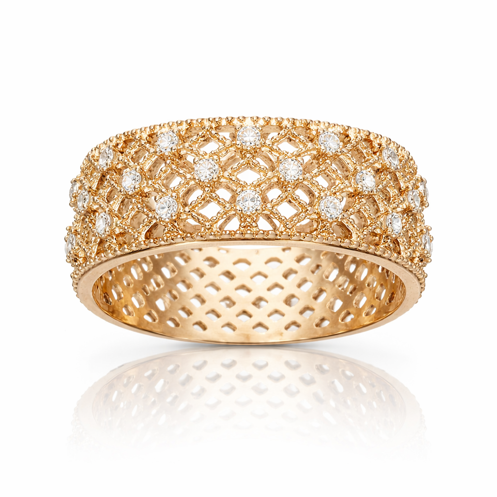Bague « Dentelle sertie » plaqué or