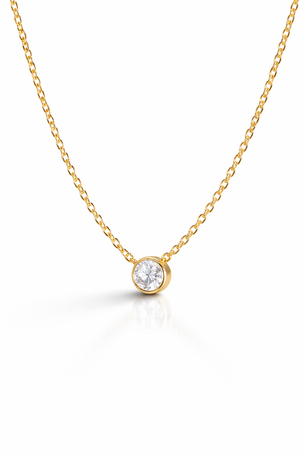 Vergoldete „Closed-Set Solitaire“-Halskette