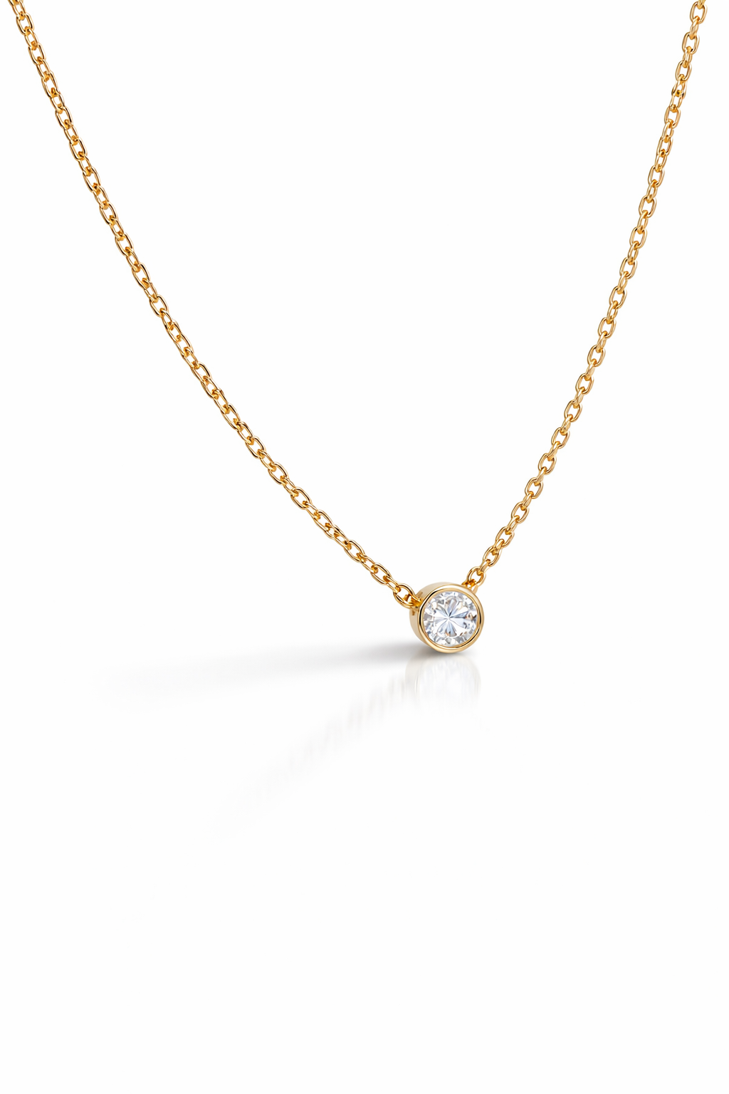 Vergoldete „Closed-Set Solitaire“-Halskette
