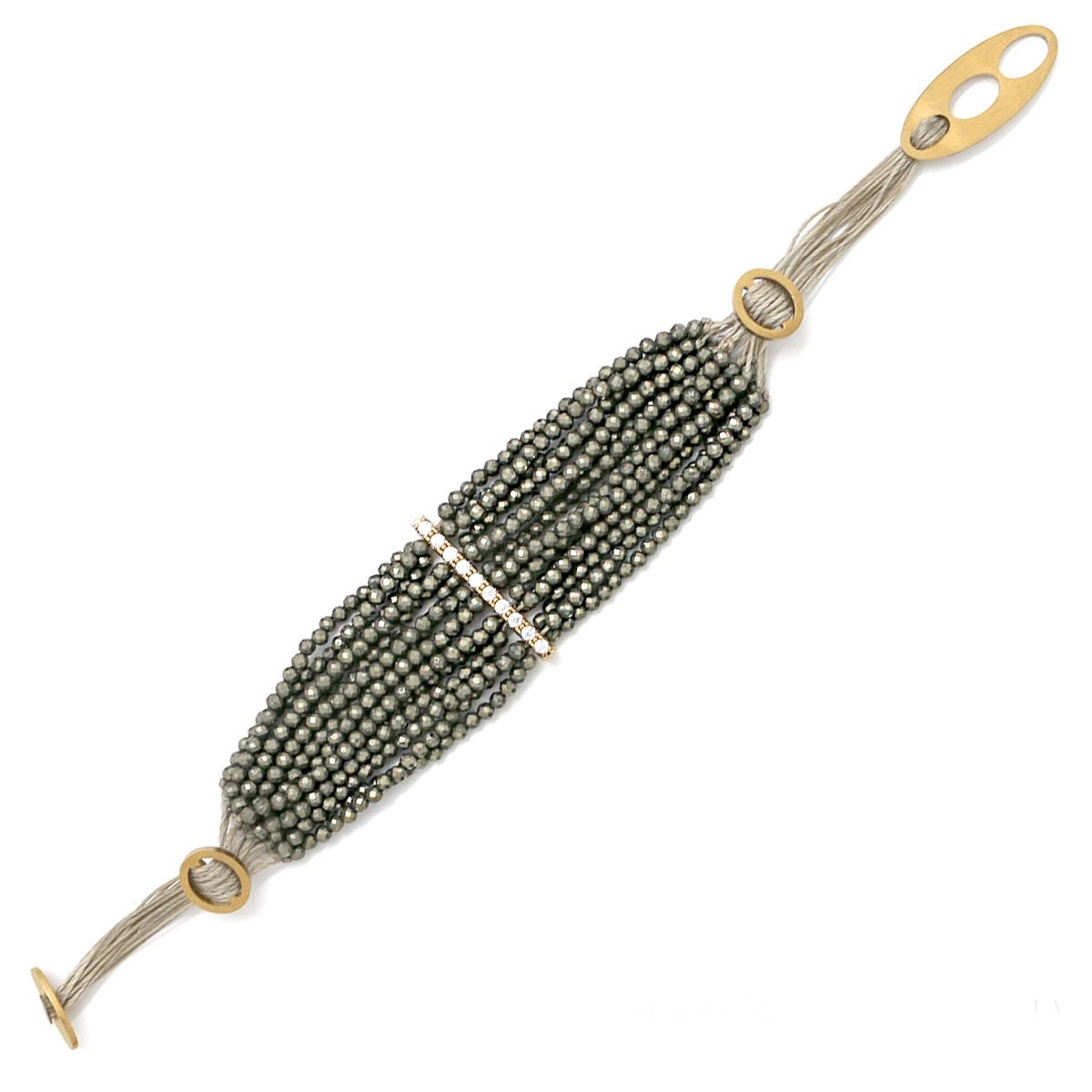 Bracelet multi-rangs en pierres et barre de strass