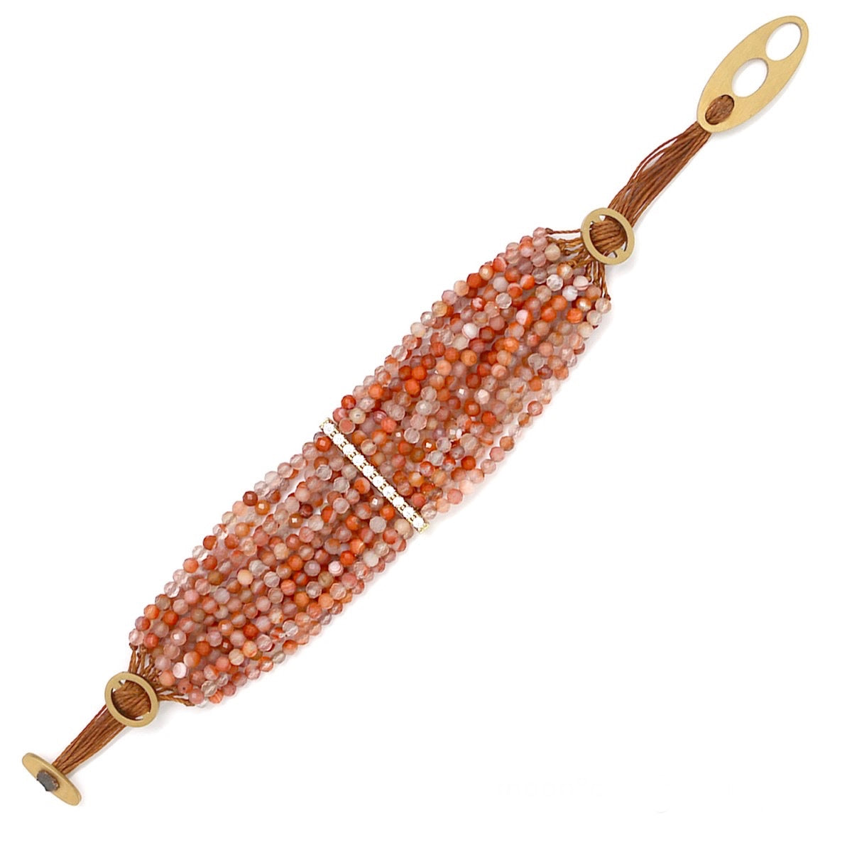 Bracelet multi-rangs en pierres et barre de strass