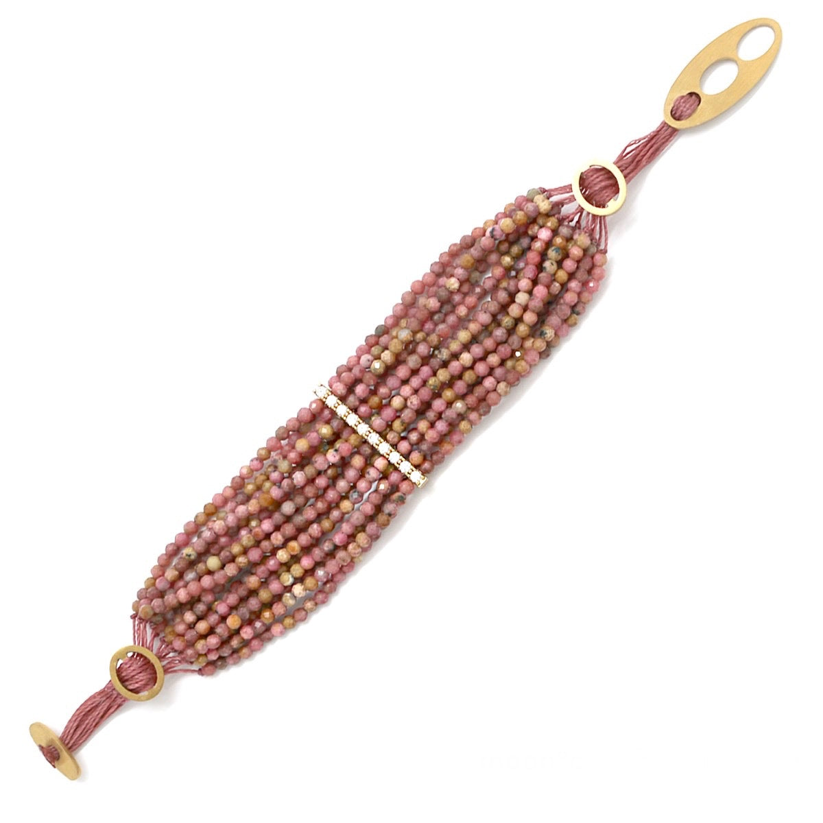 Bracelet multi-rangs en pierres et barre de strass