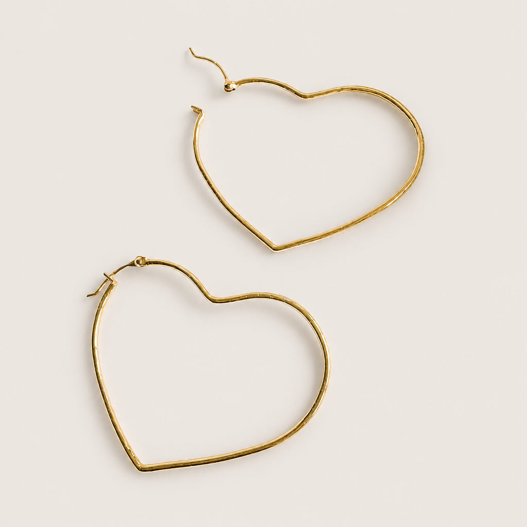 Boucles d'oreilles "Créoles coeur" plaqué or