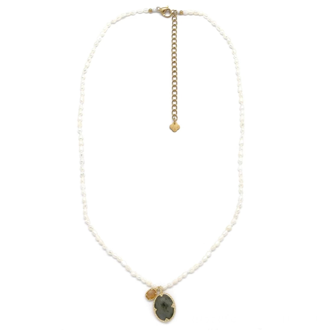 Collier perles d’eau douce, Labradorite et Œil-de-Tigre