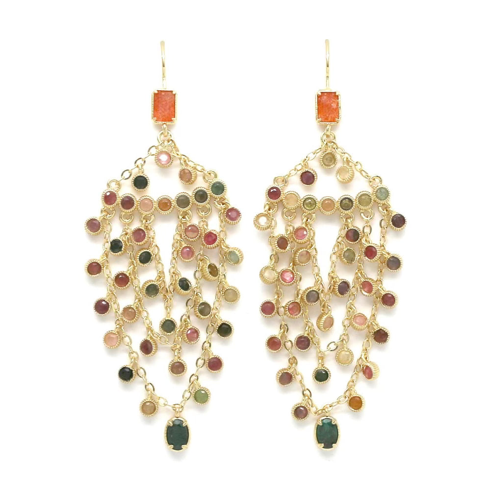 Boucles d’oreilles « Chandelier Tourmaline »