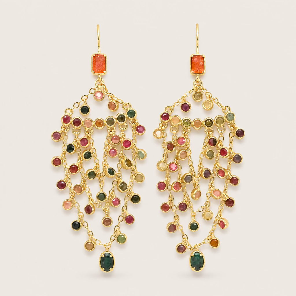 Boucles d’oreilles « Chandelier Tourmaline »
