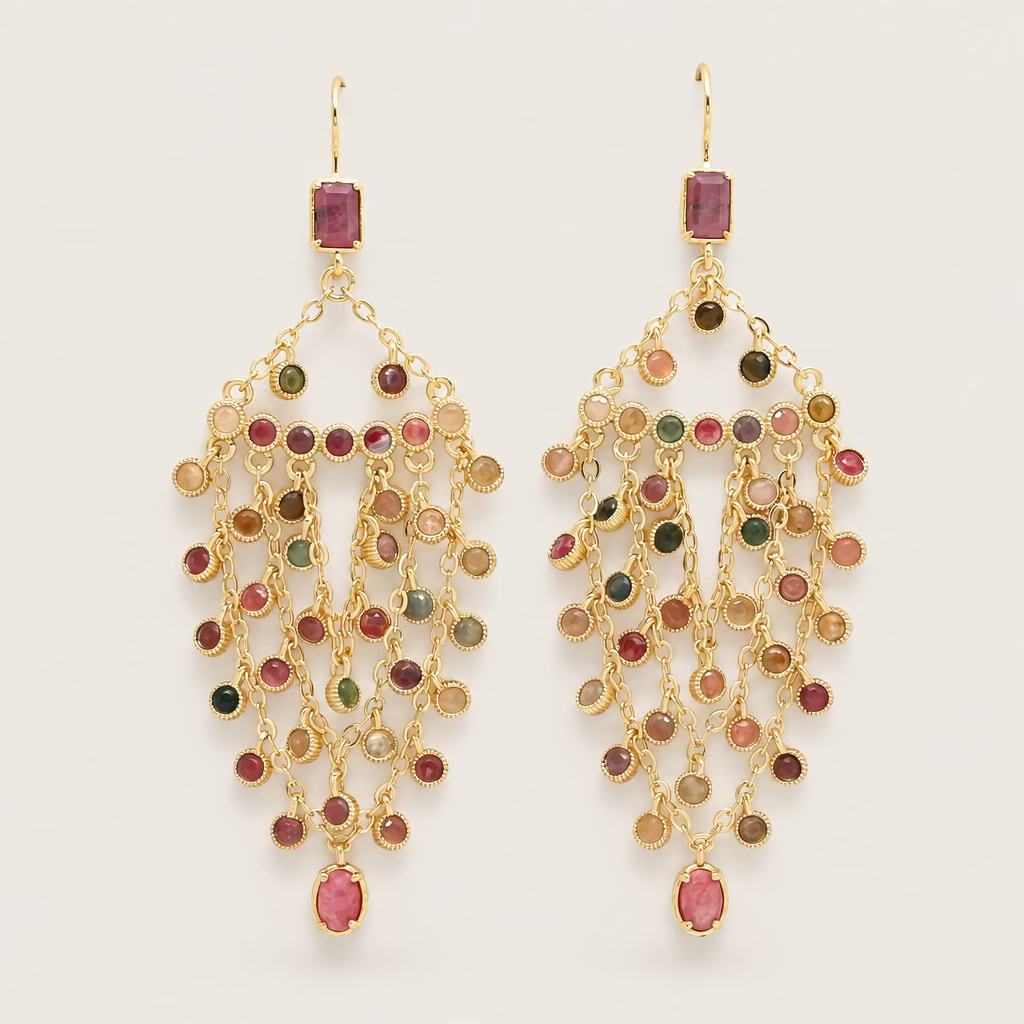 Boucles d’oreilles « Chandelier Tourmaline »