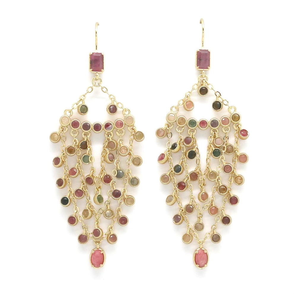 Boucles d’oreilles « Chandelier Tourmaline »