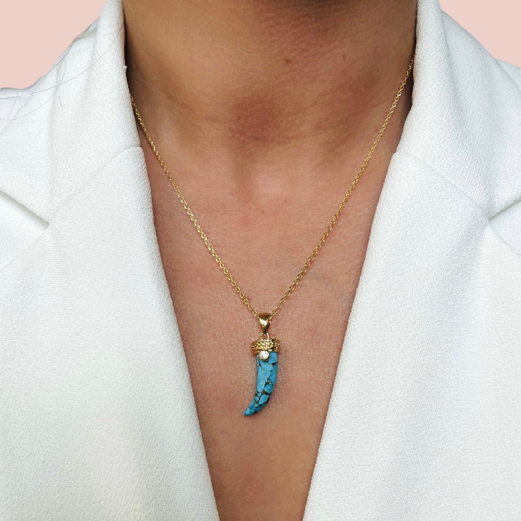 Gold-plated “turquoise horn” necklace