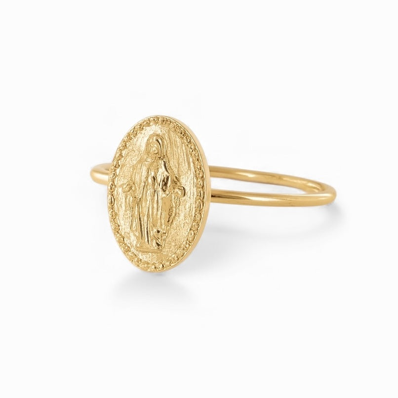 Bague "Médaille Vierge Marie" plaqué or