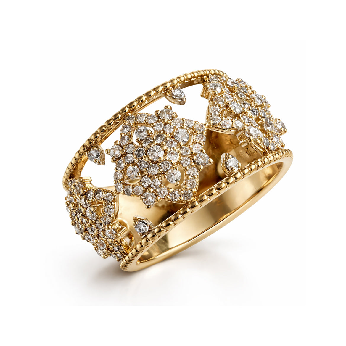 Bague "Florale sertie" plaqué or