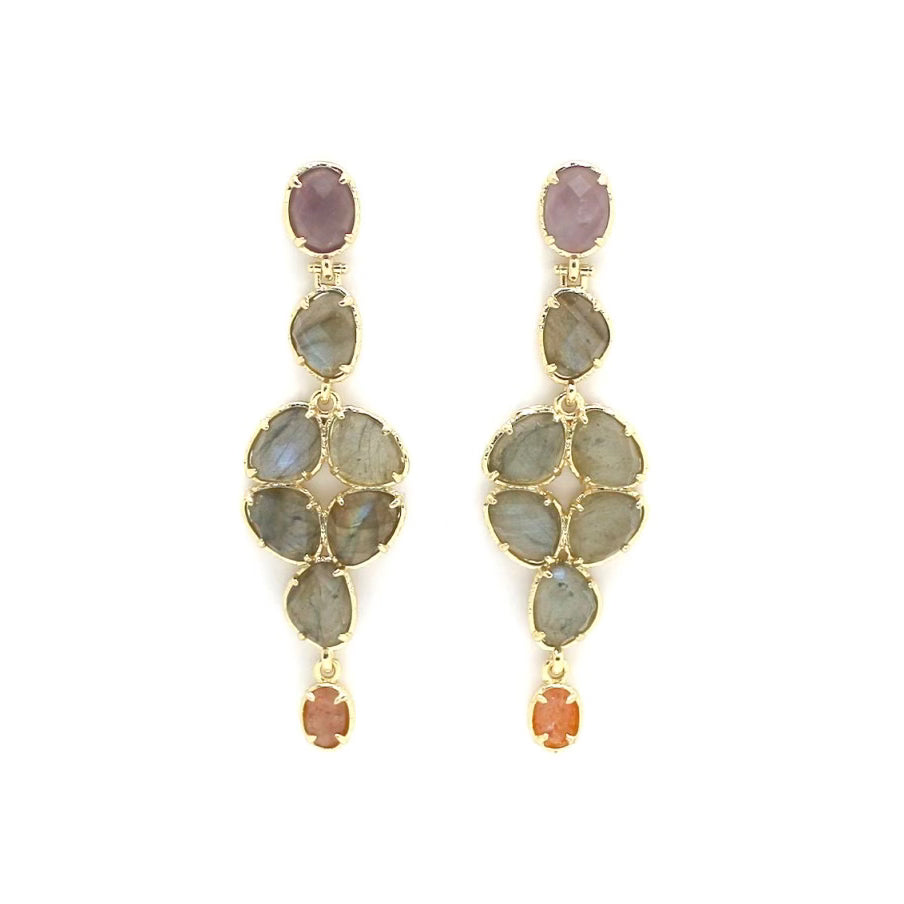 Boucles d'oreilles "Rosace de Pierres Naturelles"