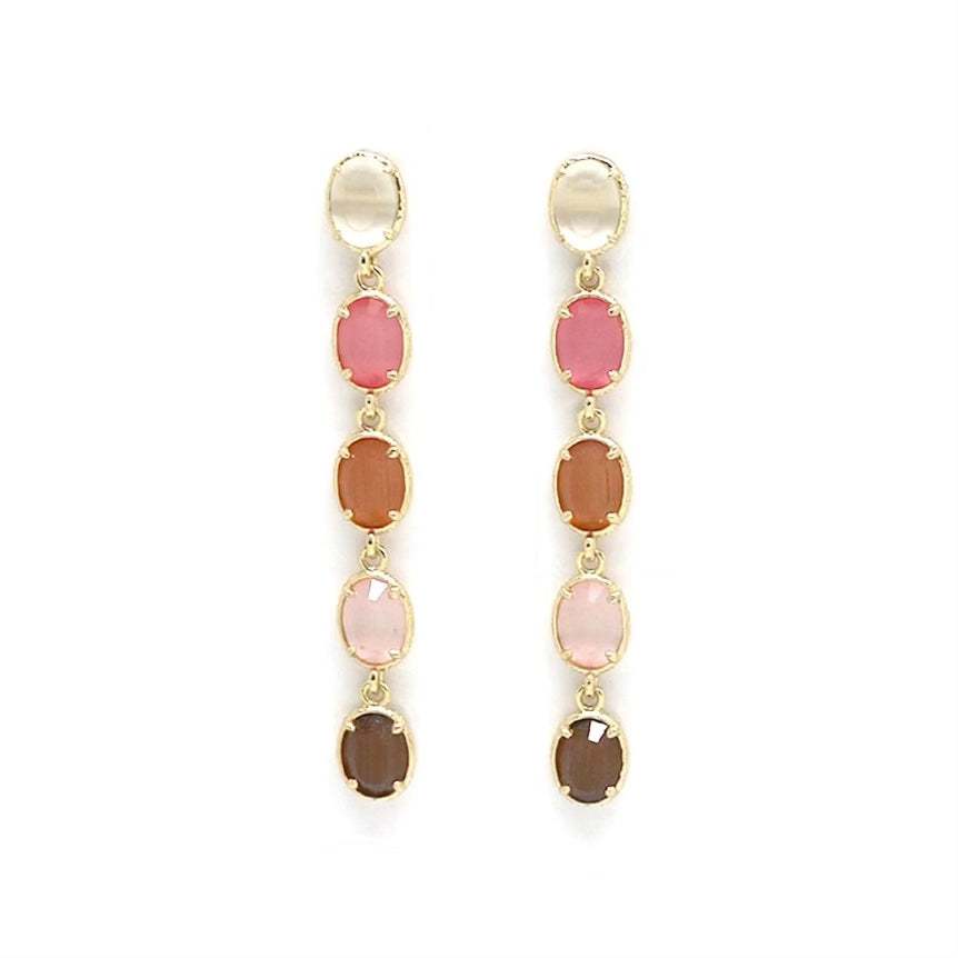Boucles d'oreilles "Cabochons oeil de chat multicolore"