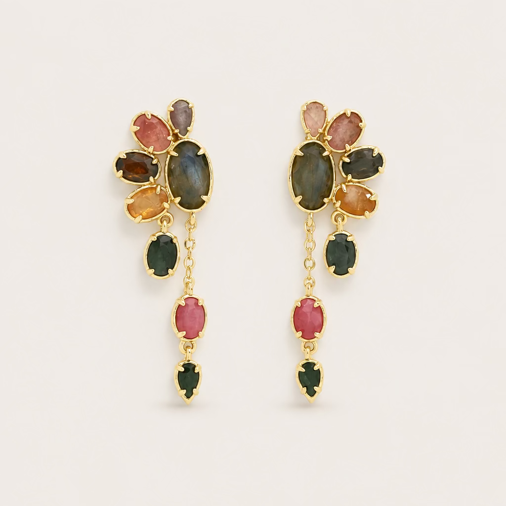Boucles d'oreilles "Éventail Tourmaline"