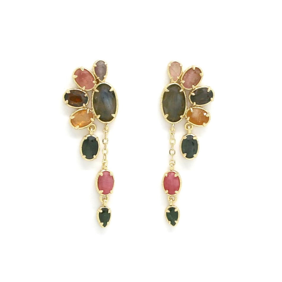 Boucles d'oreilles "Éventail Tourmaline"