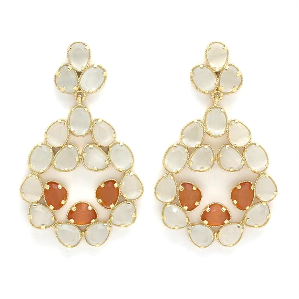 Boucles d'oreilles "Rosace Œil de Chat blanc"
