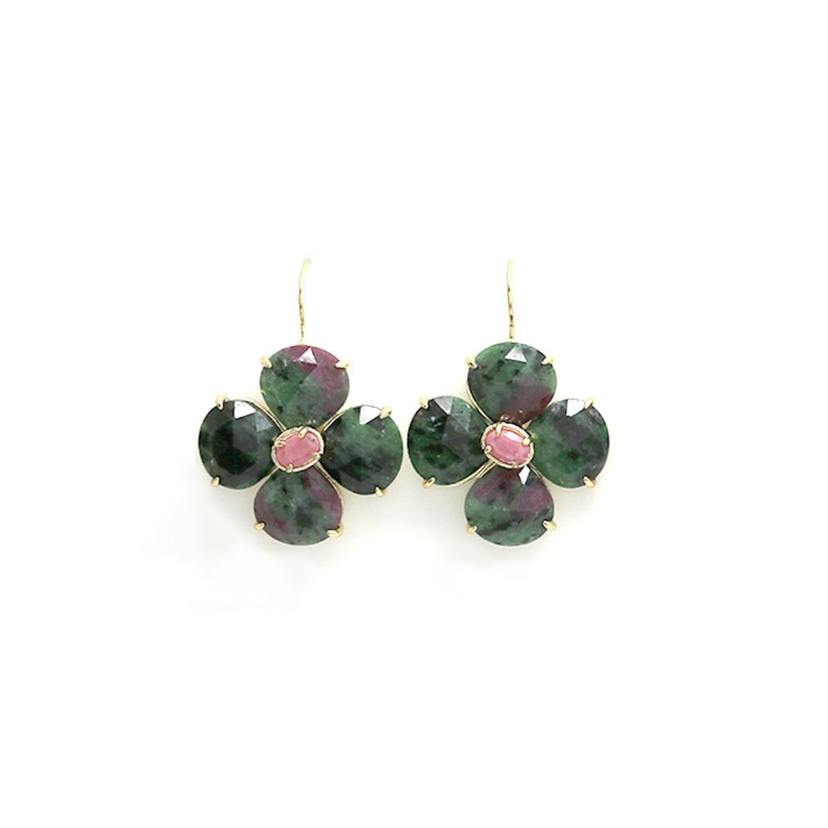 Boucles d’oreilles "Fleur" Rubis Zoïsite