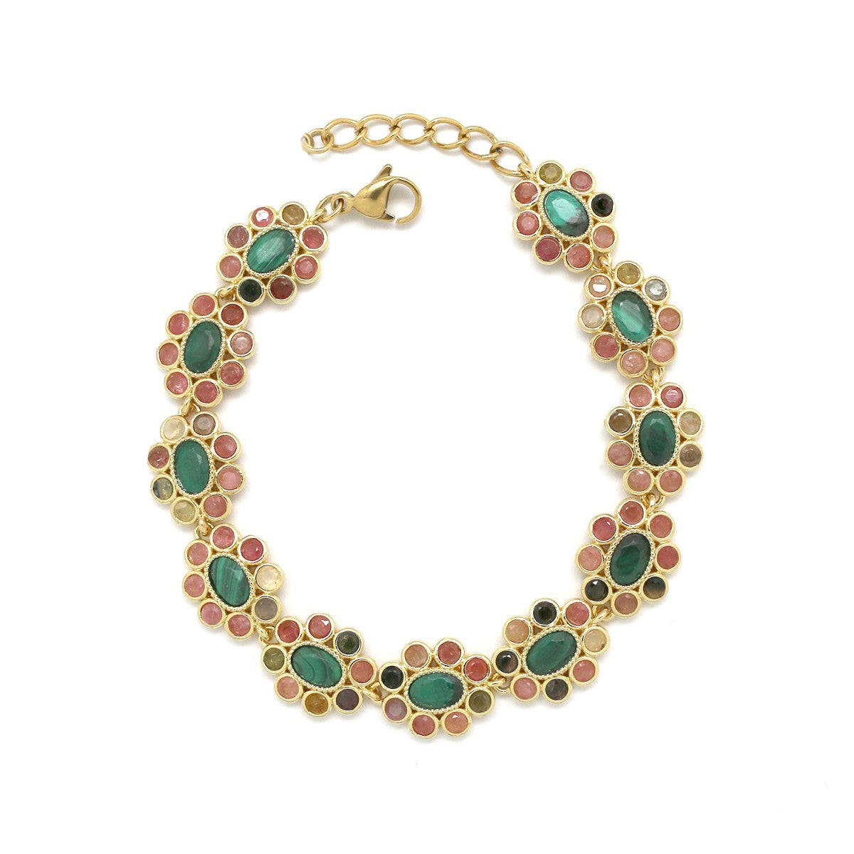 Bracelet « Fleur de Malachite & Tourmaline »