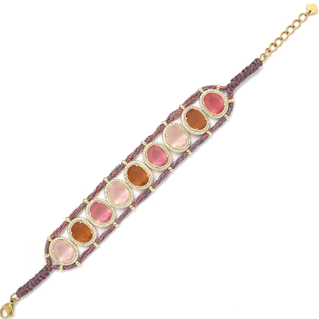 Bracelet " Manchette cordon oeil de chat"