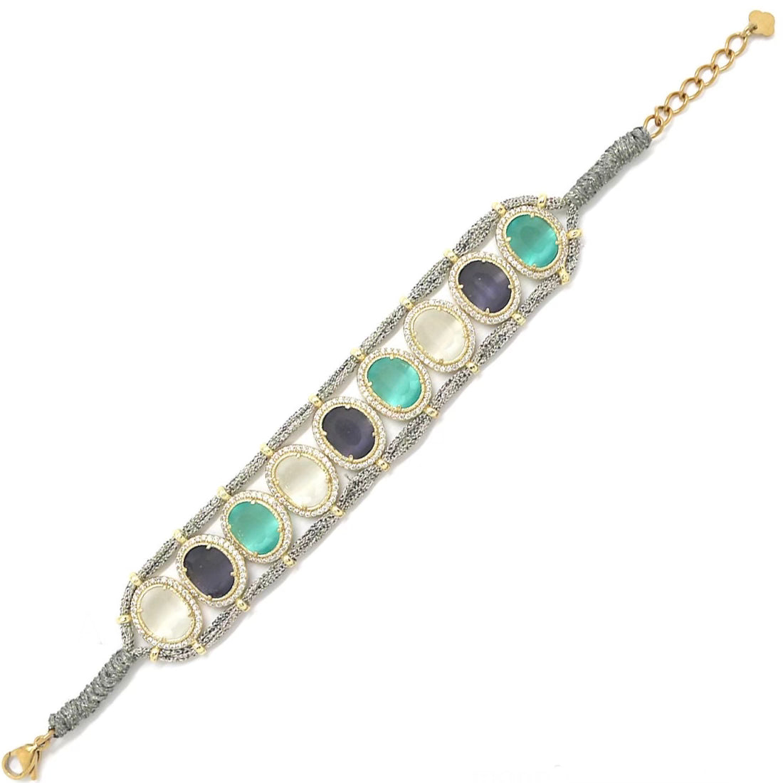 Bracelet " Manchette cordon oeil de chat"