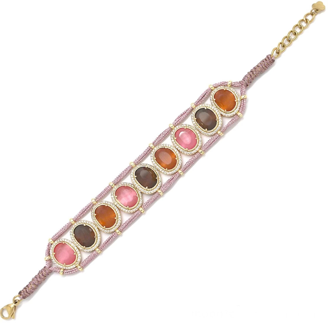 Bracelet " Manchette cordon oeil de chat"