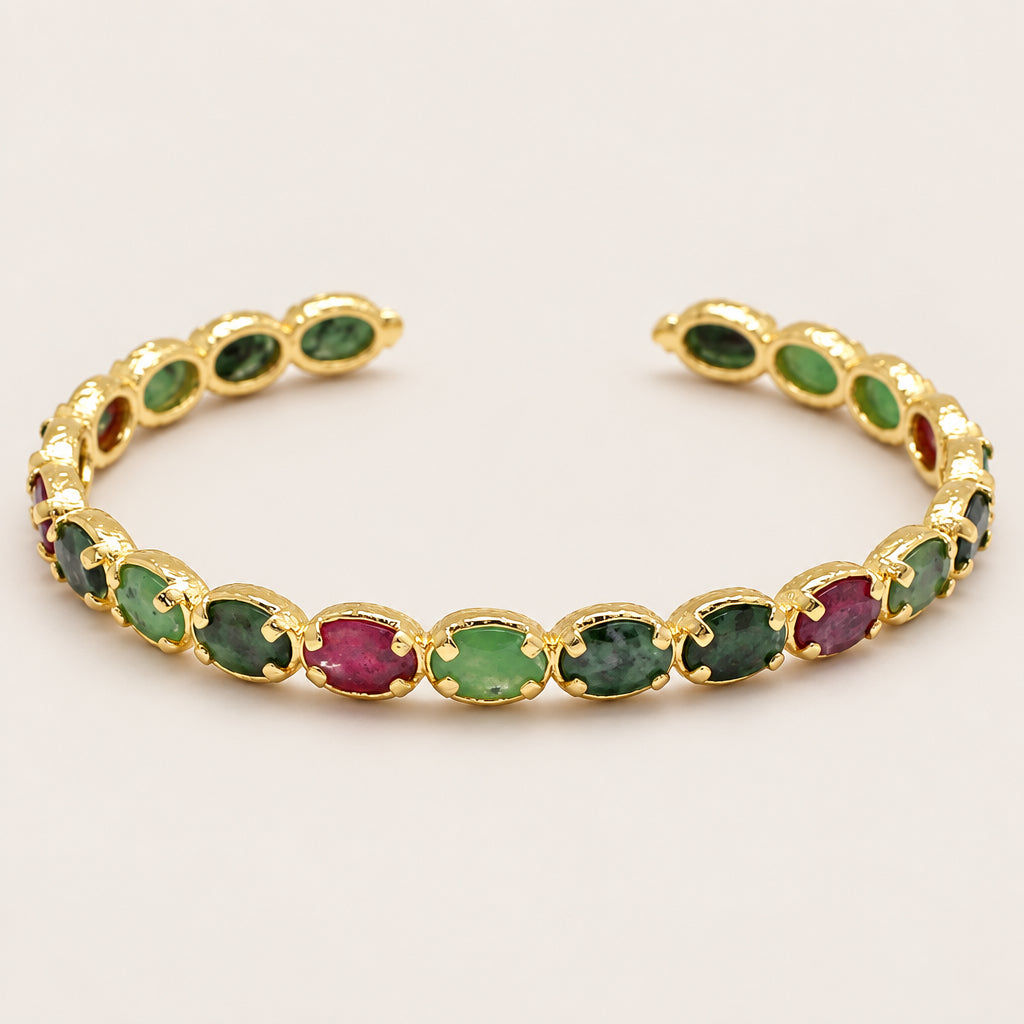 Bracelet Jonc réglable "21 pierres" doré à l'or fin