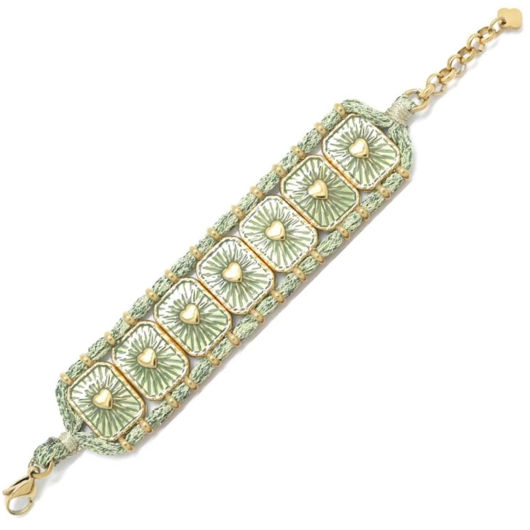 Bracelet "Manchette Cordon Cœurs Émaillés"