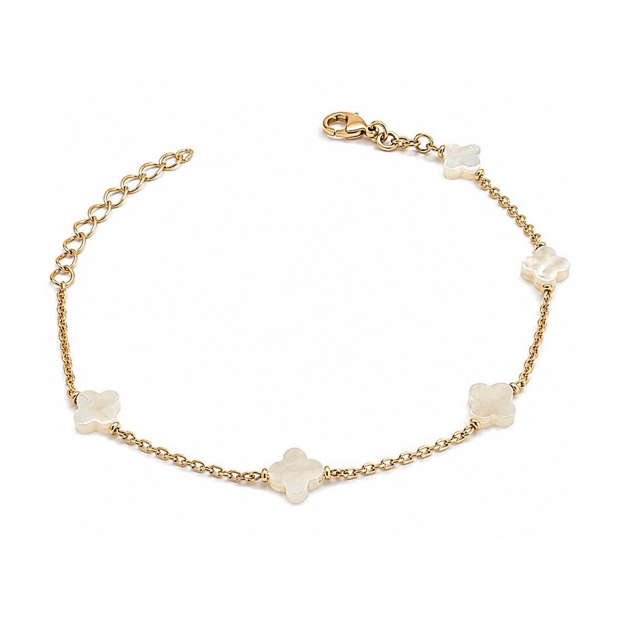 Gold-plated “5 mother-of-pearl clovers” bracelet
