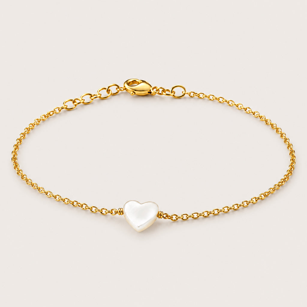 Bracelet "Coeur en nacre" plaqué or