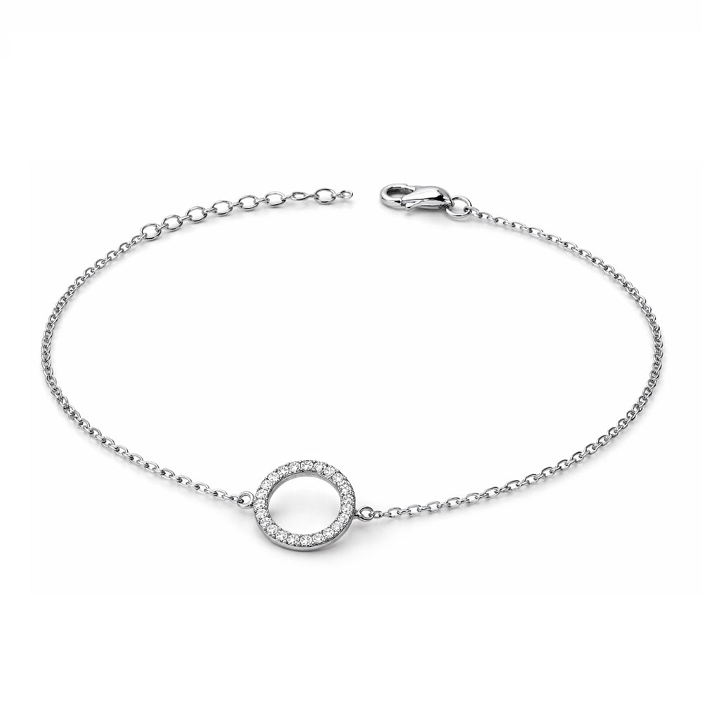 Bracelet « Petit anneau serti » argent 925 rhodié