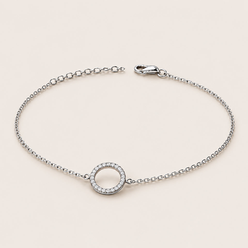 Bracelet « Petit anneau serti » argent 925 rhodié