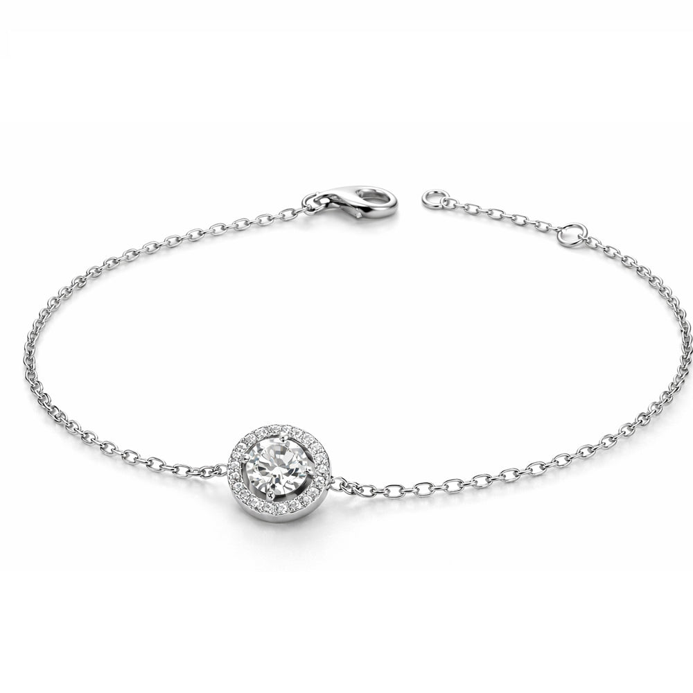 Bracelet « Solitaire serti » argent 925 rhodié