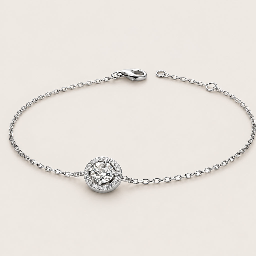 Bracelet « Solitaire serti » argent 925 rhodié