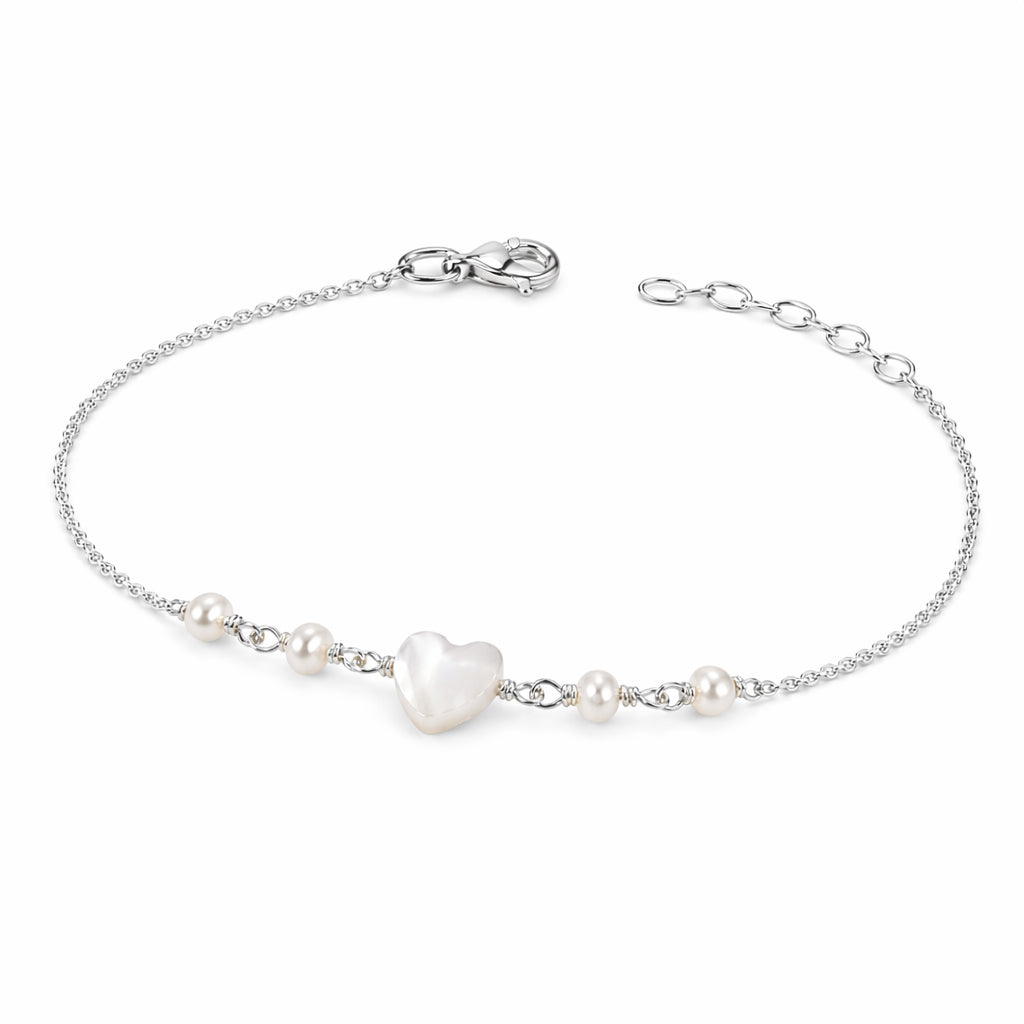 Bracelet "Coeur nacre et perles" argent 925