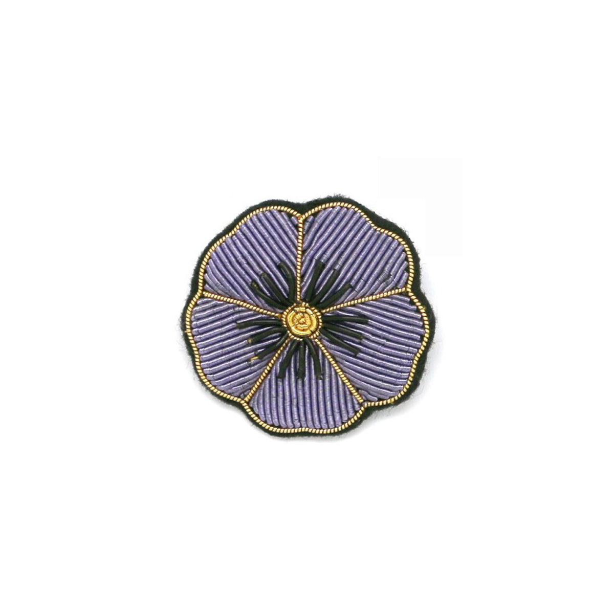 Broche brodée "Camélia violet"