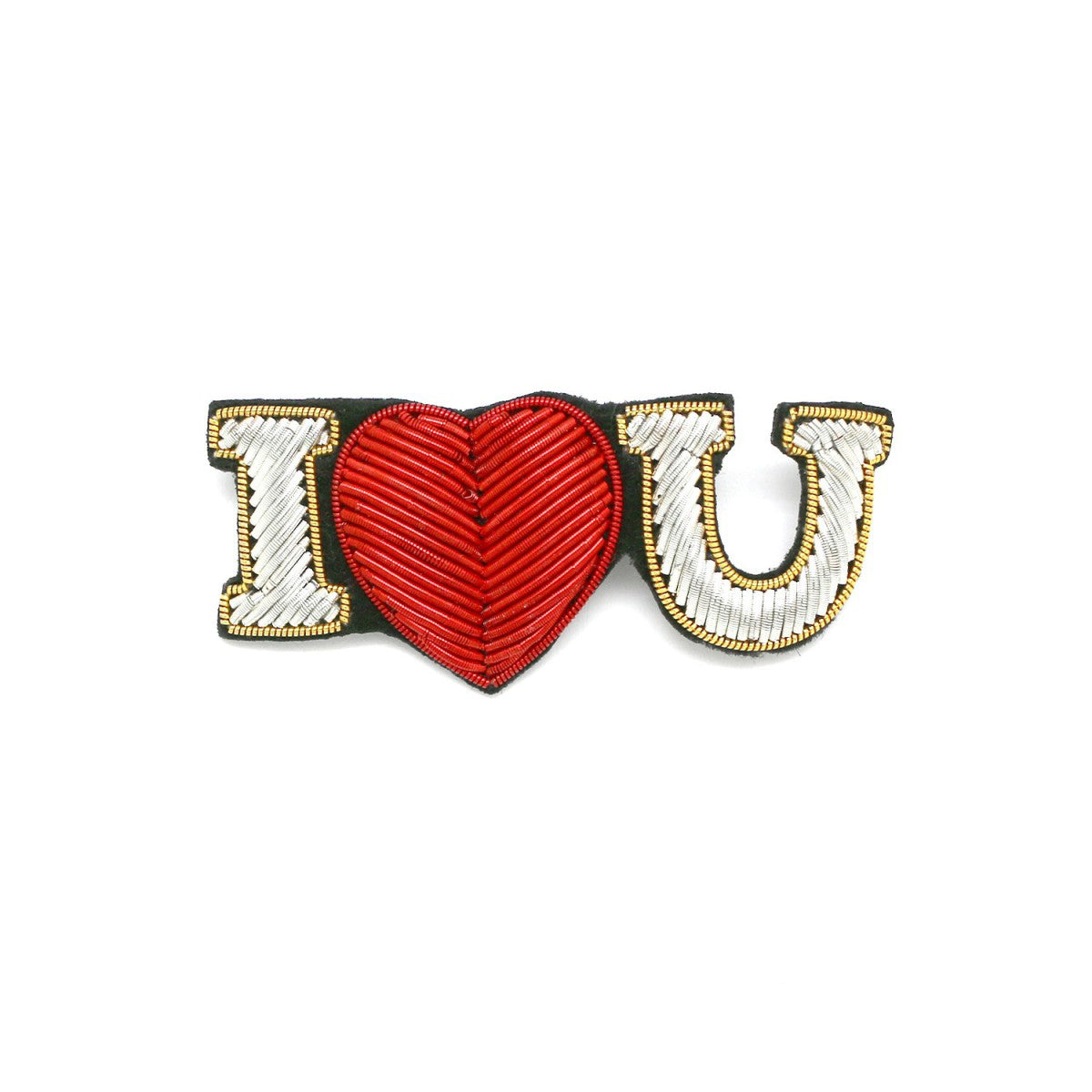 Broche brodée "I love u"