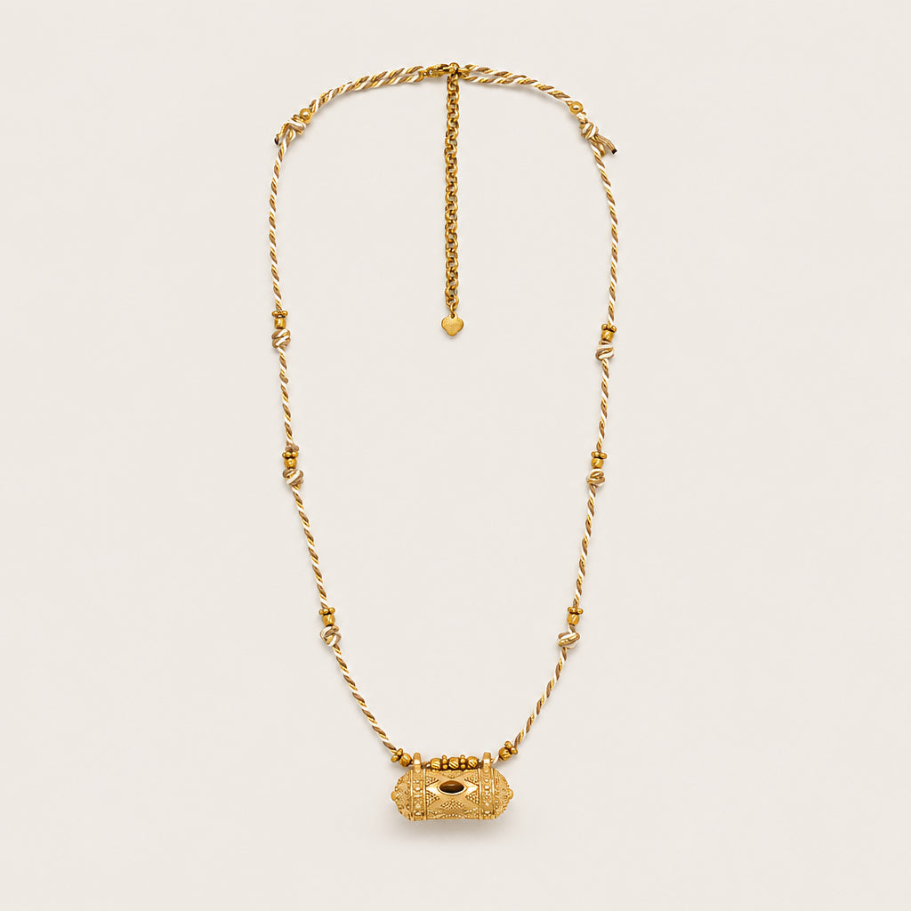 Collier fil et pendentif "Cylindre doré"