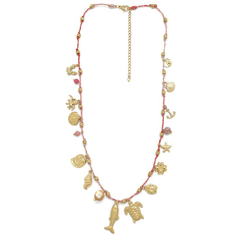 Collier Grigri Charms – "Trésors Marins Dorés"