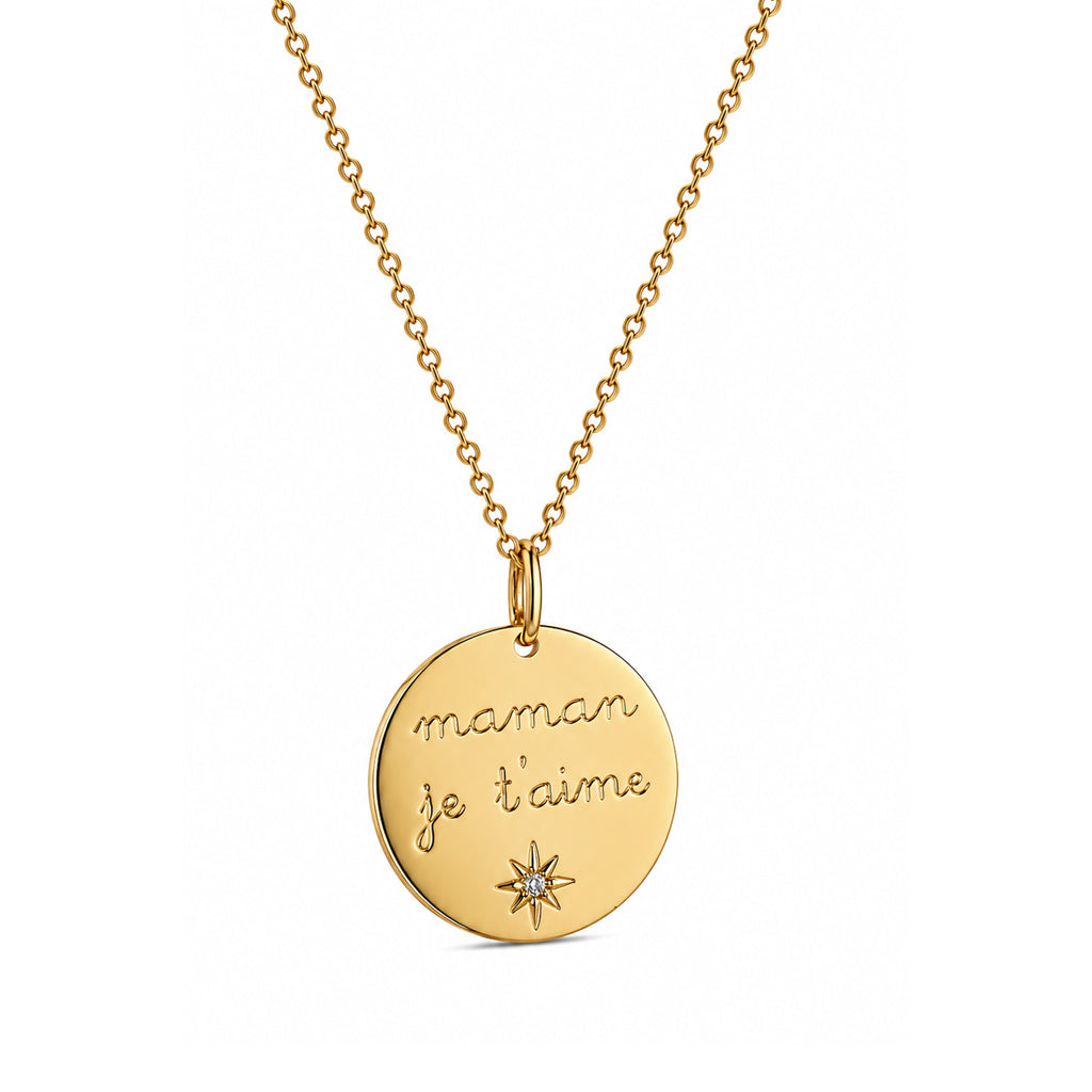 Collier "Maman je t'aime" plaqué or